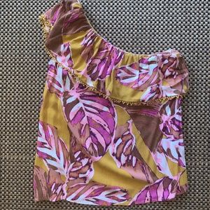 fun printed one shoulder tank